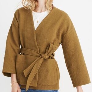 Madewell Texture & Thread Wrap Jacket in Spiced Olive